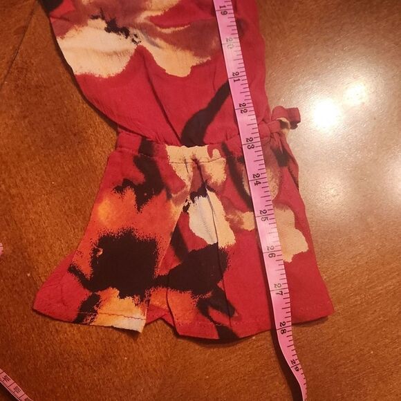 Band of the Free Bohemian High Low Wrap Maxi Dress, XS, Red & Black Floral - Picture 6 of 9